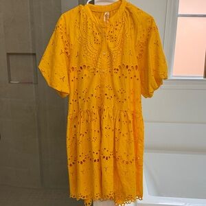 Anthropologie Yellow Eyelet Dress